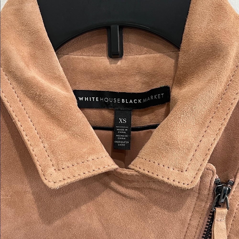 Genuine Leather White House Black Market Camel Suede Moto Jacket, Size XS - Picture 2 of 16